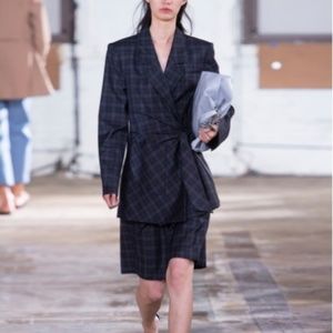 tibi marvel plaid wrap jacket